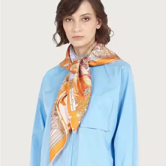 Salvatore Ferragamo Orange and Pink Scarf - Picture 2 of 6